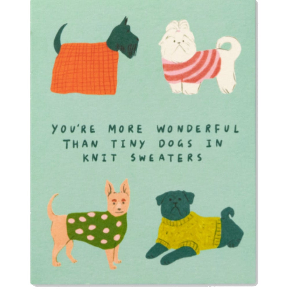 You're More Wonderful Than Tiny Dogs In Knit Sweaters - Friendship Card