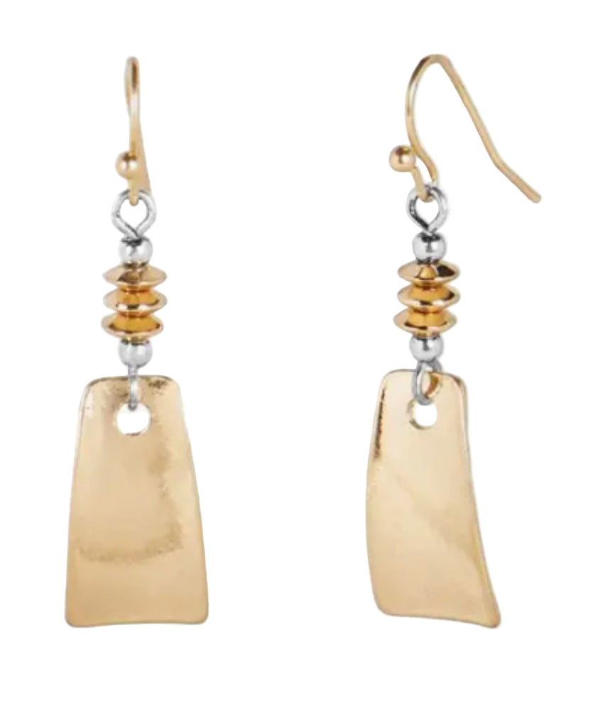 Modern Stack Dangle Earrings - Gold Tone