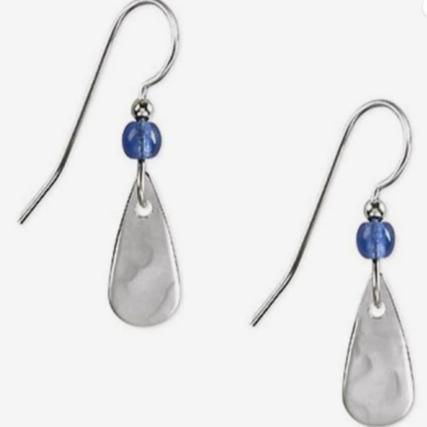 Silver-Tone Drop Earrings with Blue Bead