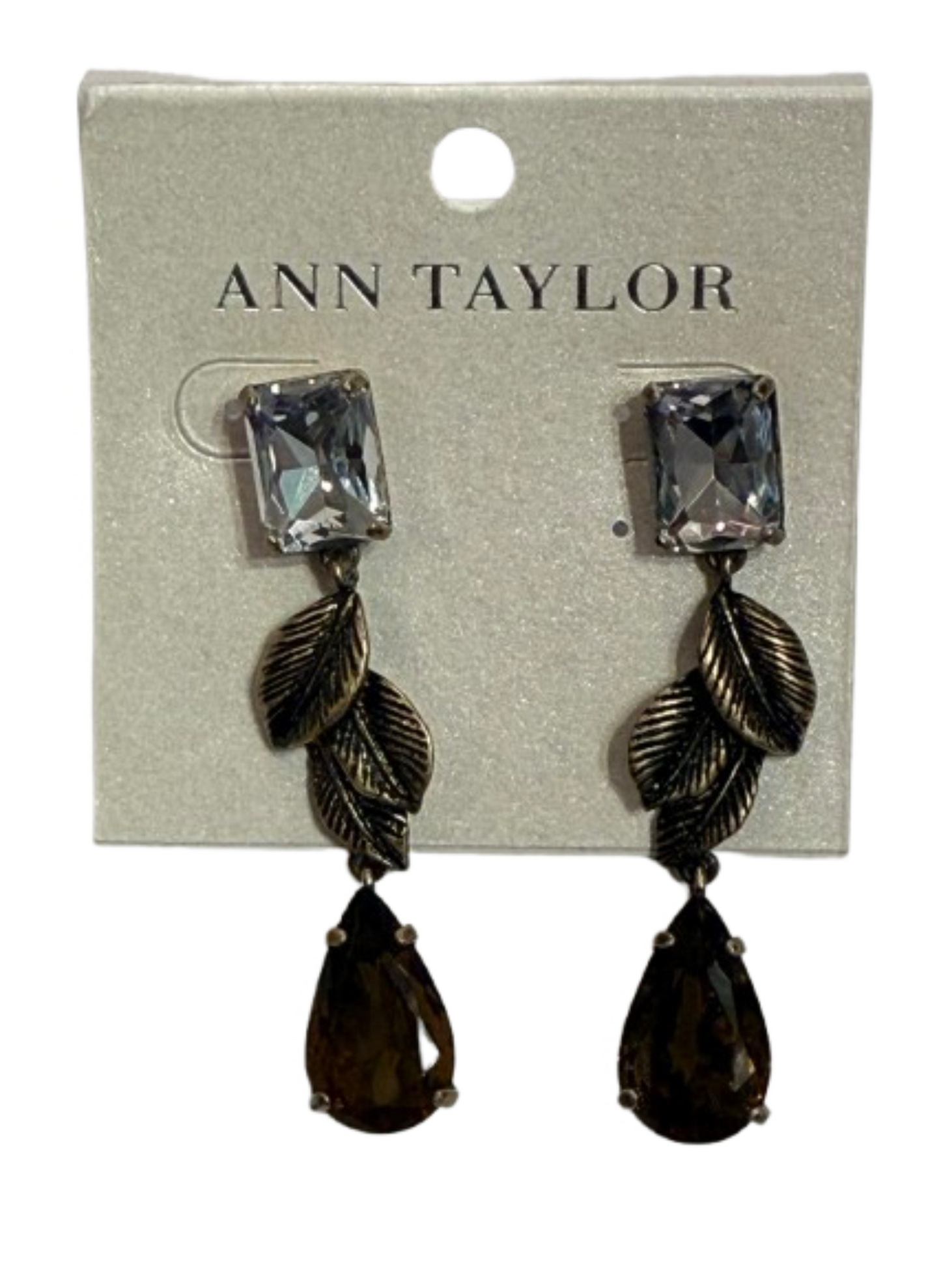 Ann Taylor Crystal Leaf Earrings | Preowned