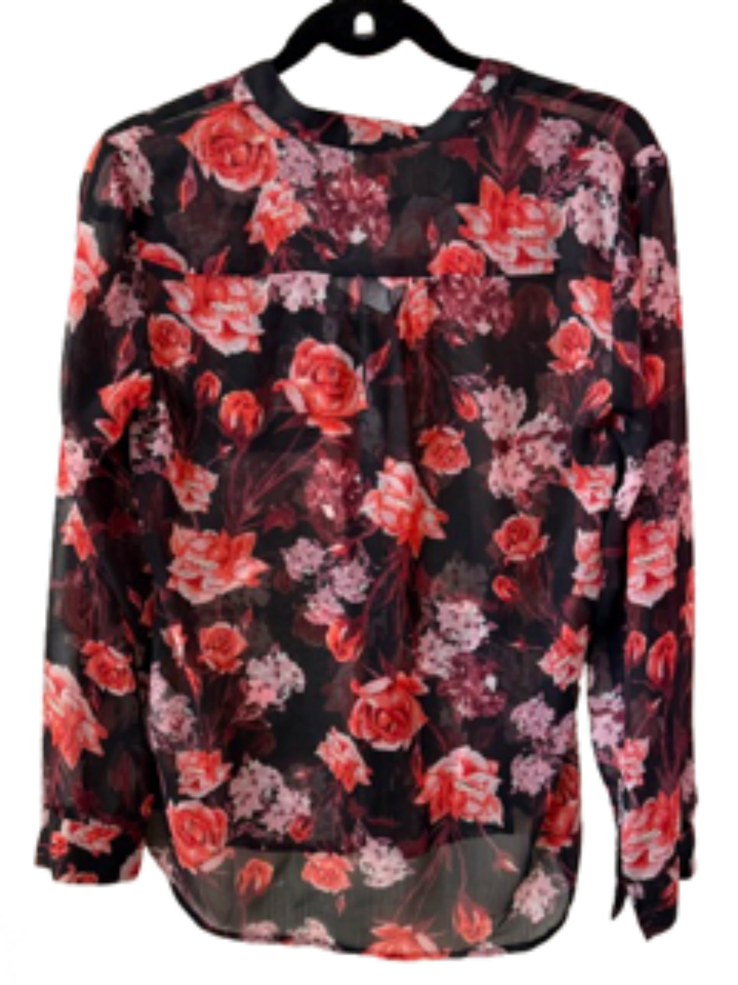 Kut Black and Red Blouse with Roses - Small | Preowned