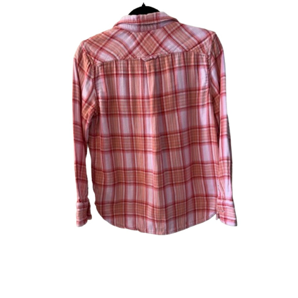 J. Crew Pink Plaid Flannel Shirt Preowned- Size Small