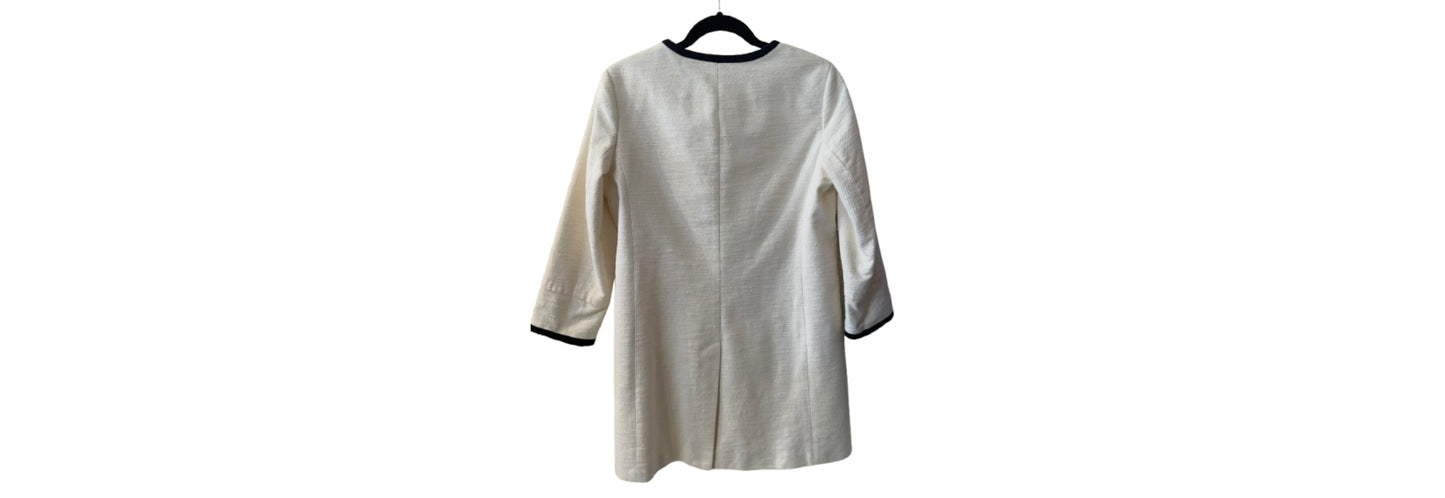 Talbots Cream With Black Trim Long Blazer - Size 8