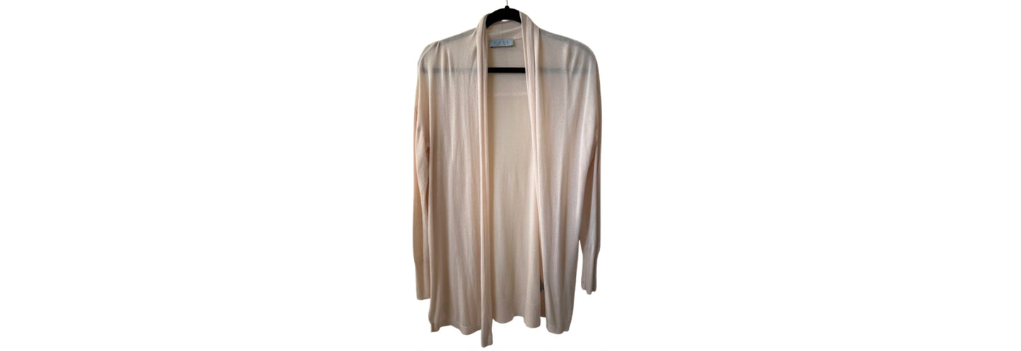 Joan Vass Pink Long Sleeve Solid Lightweight Cardigan - LG | Preowned