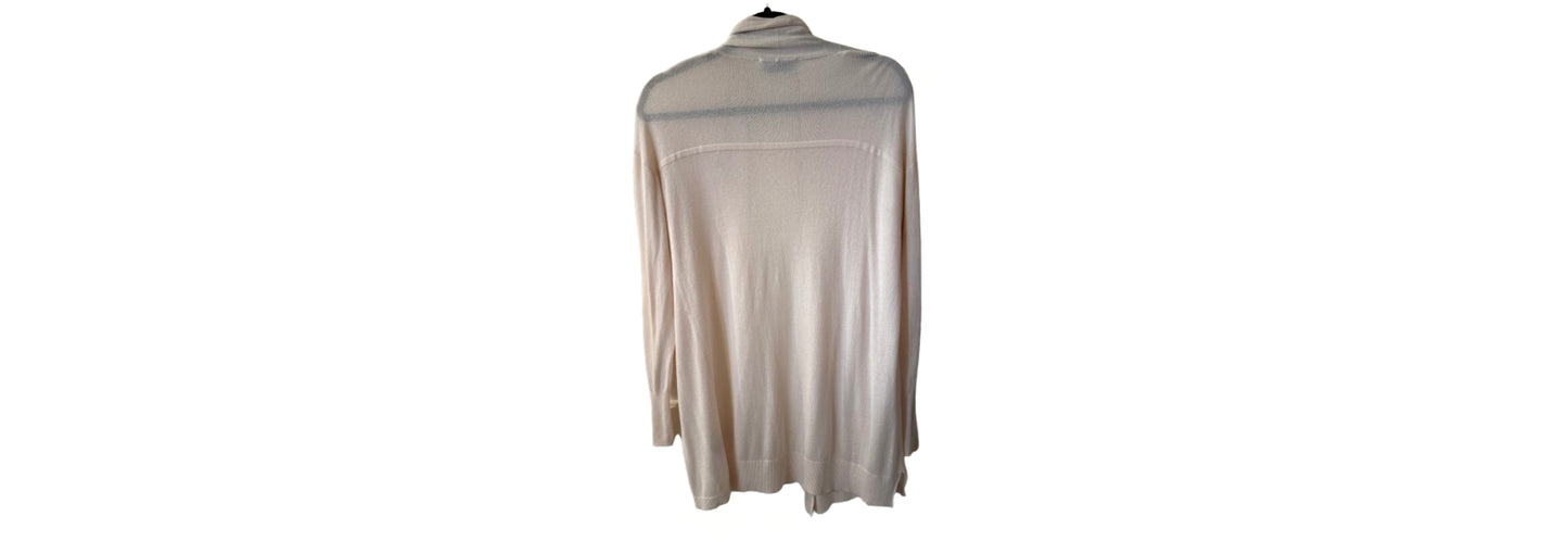 Joan Vass Pink Long Sleeve Solid Lightweight Cardigan - LG | Preowned
