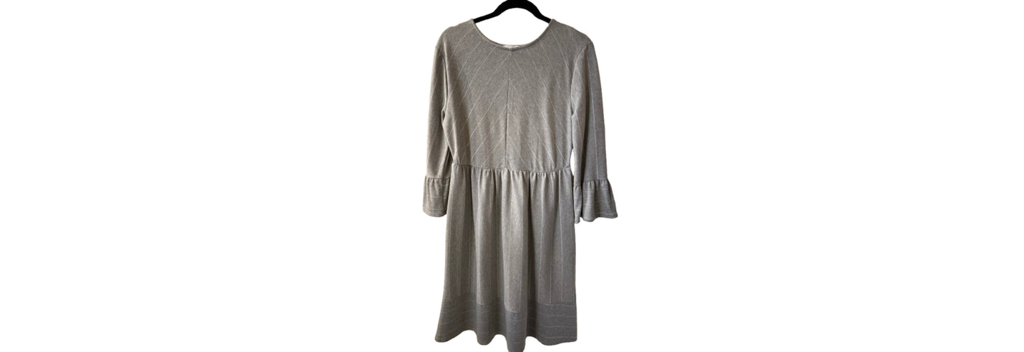 Ces Femme Gray Dress with Bell Sleeves - LG | Preowned