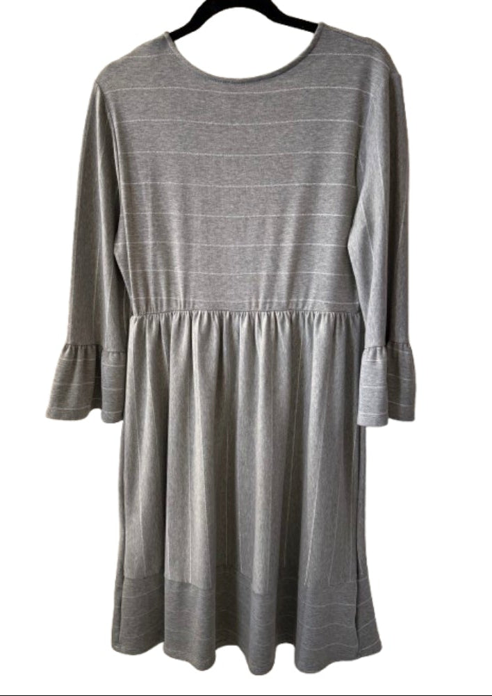 Ces Femme Gray Dress with Bell Sleeves - LG | Preowned