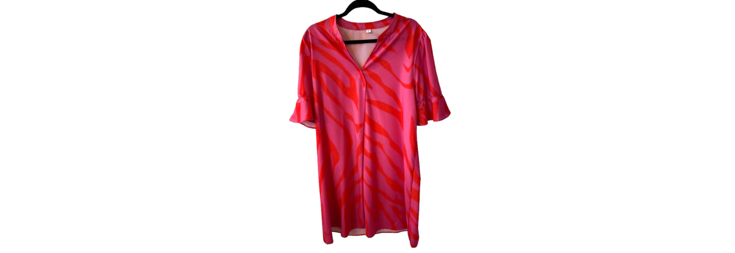Zebra Striped Dress Pink and Red - XL | Preowned