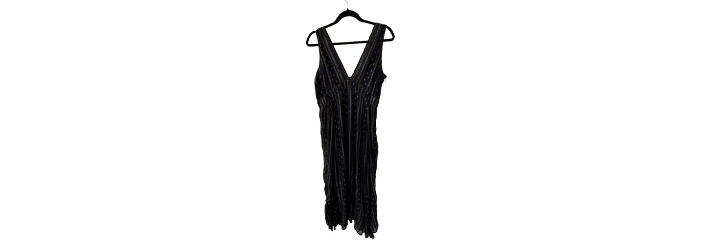 Anthropologie Maxi Dress black and Gold SZ 10 | Preowned