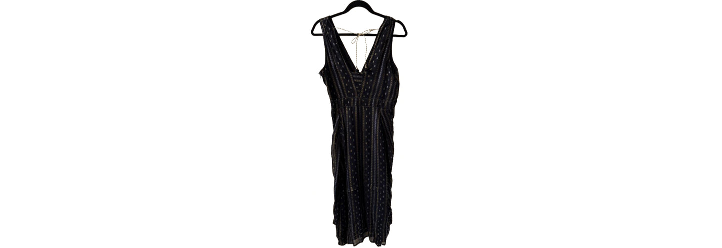 Anthropologie Maxi Dress black and Gold SZ 10 | Preowned