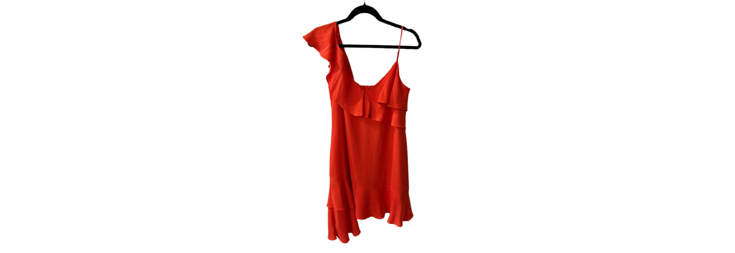 BCBGMAXZRI Orange Ruffle Dress - Size 6 |Preowned