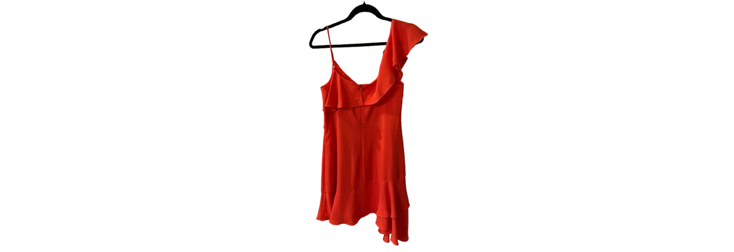 BCBGMAXZRI Orange Ruffle Dress - Size 6 |Preowned