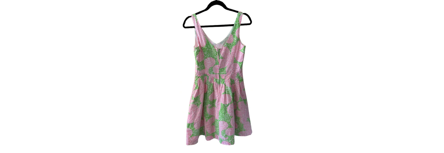 Lilly Pulitzer Ocean Floral Pink and Green Dress - SZ 4 | Preowned