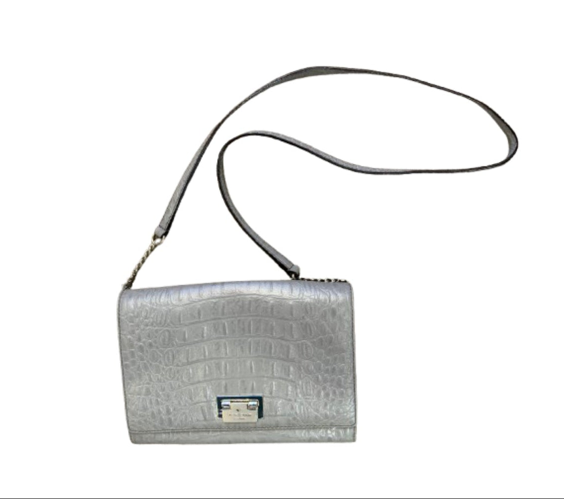 Kate Spade Gray Crocodile Embossed Crossbody Bag