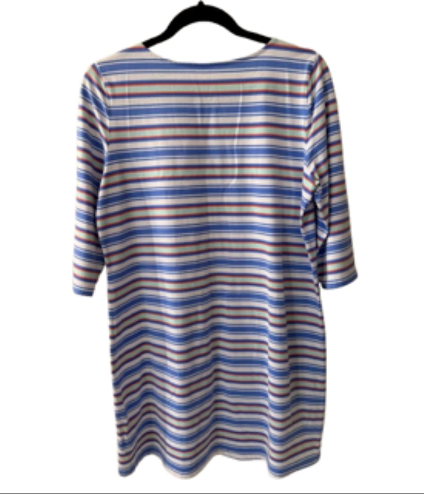 Hi Ho Striped 3/4 Sleeve Knee Length T-Shirt Dress - LG | Preowned