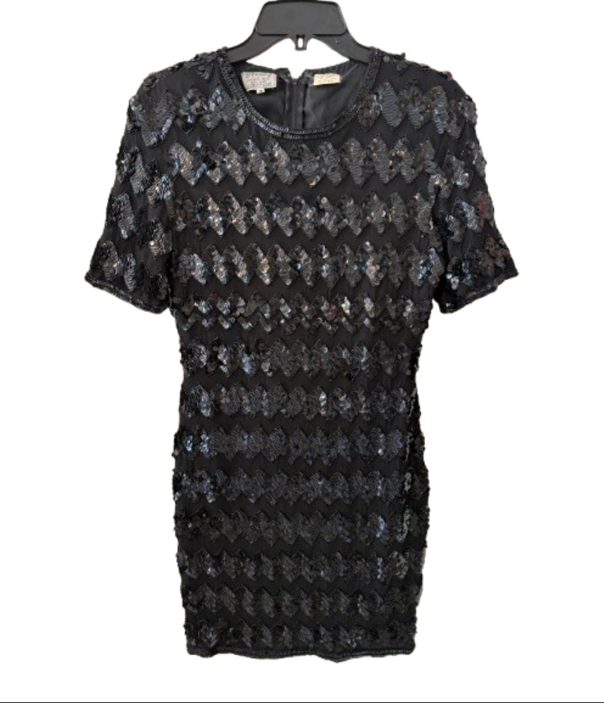 Stenay Vintage Silk Beaded Sequined Cocktail Party Dress SZ 4 | Preowned