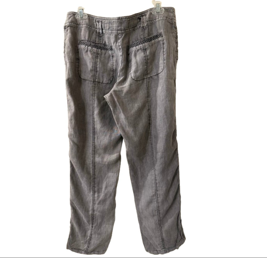 Anthropologie Gray Lace Linen Pants - SZ 28 | Preowned