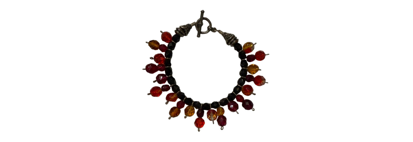 Red and Black Beaded Toggle Bracelet | Preowned
