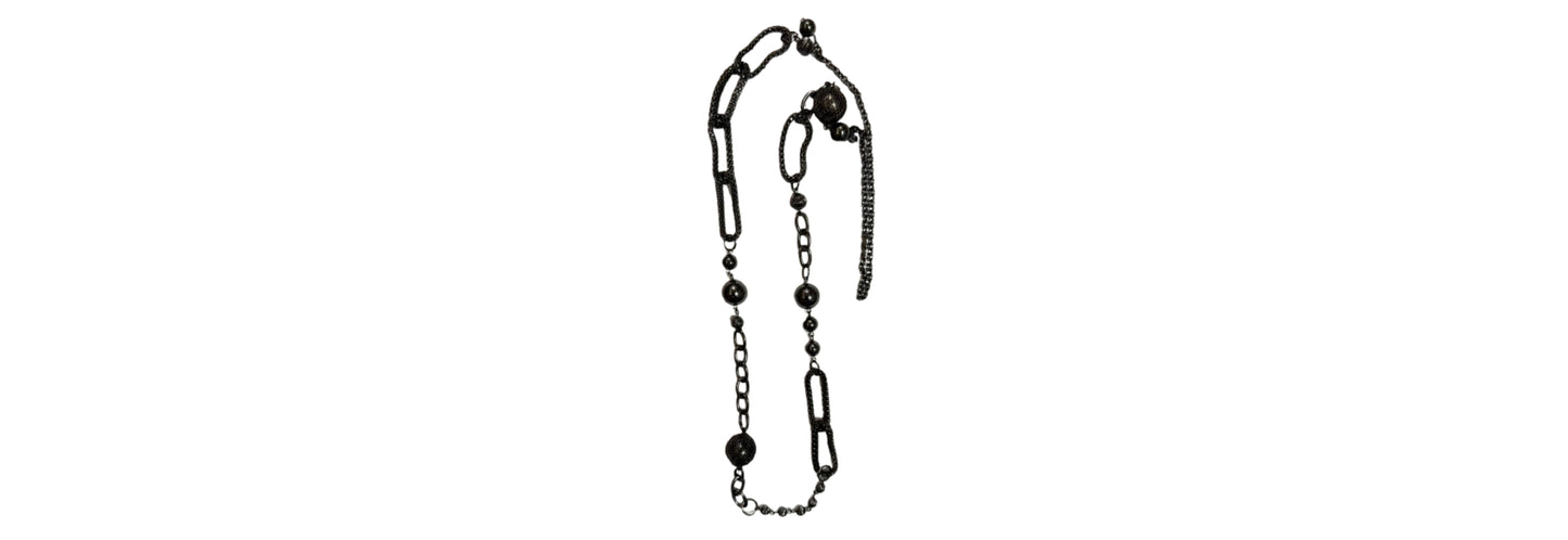 Long Gunmetal Links and Balls Necklace 34" | Preowned
