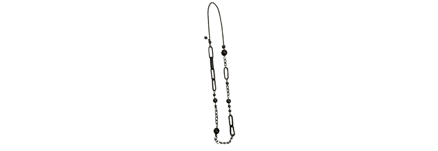Long Gunmetal Links and Balls Necklace 34" | Preowned