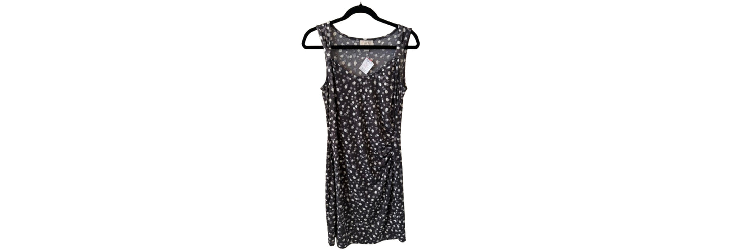 Loft Polka Dot Sleeveless Gray and White Dress - SM | Preowned