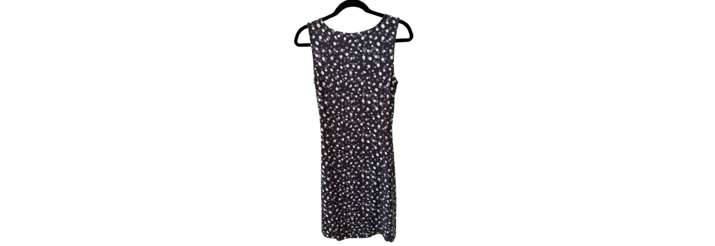 Loft Polka Dot Sleeveless Gray and White Dress - SM | Preowned