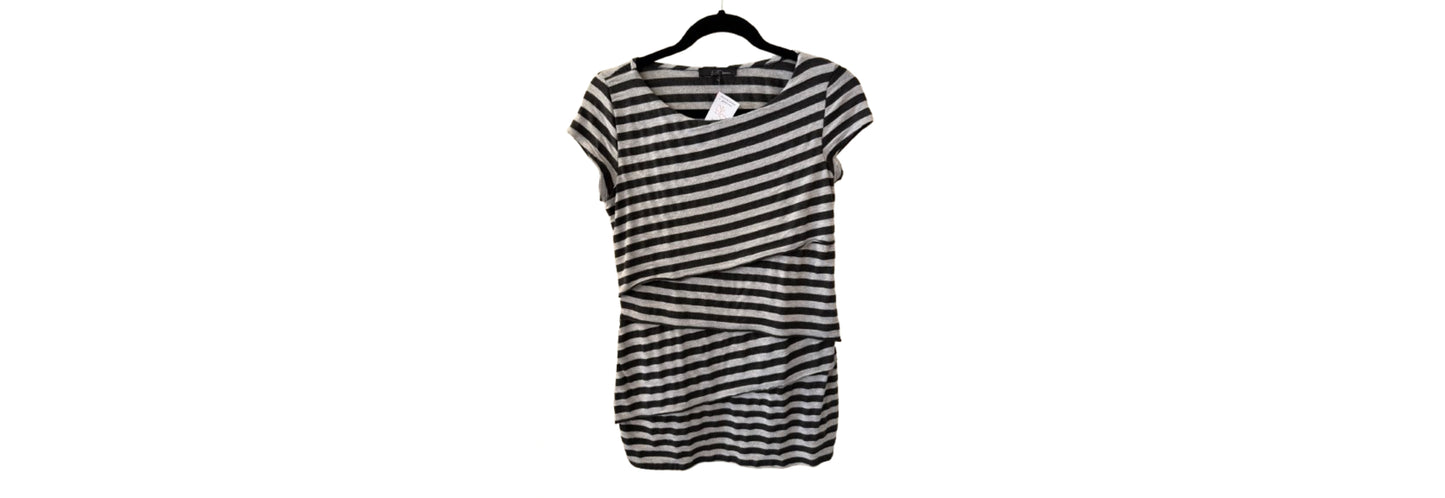 B'leev Black and Gray Striped Top- LG | Preowned