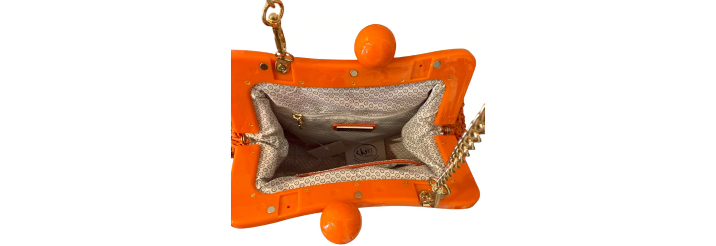 Urban Expressions Orange Kiss Lock Crossbody Bag | Preowned