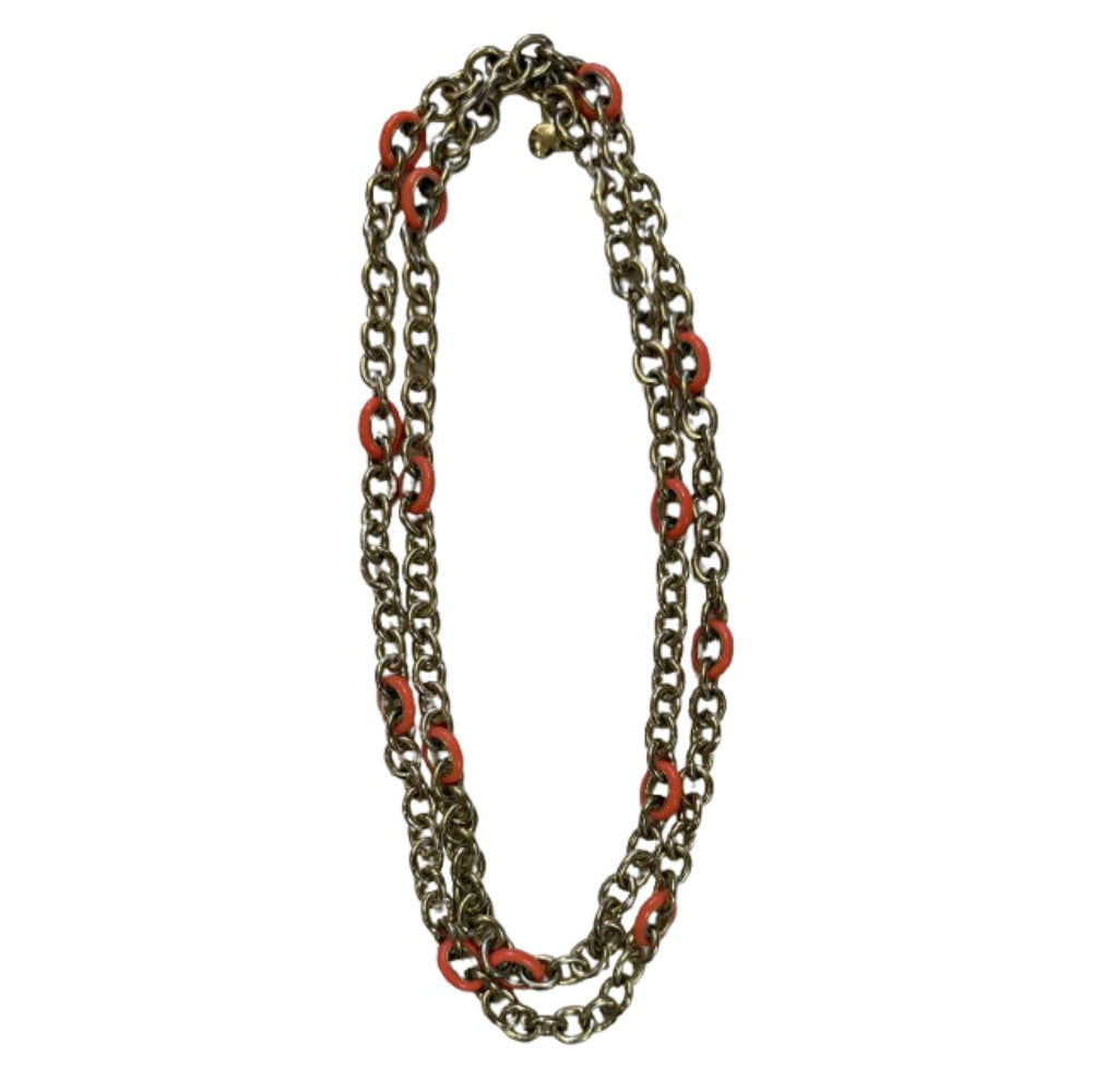J. Crew Gold and Orange Link Necklace | Preowned