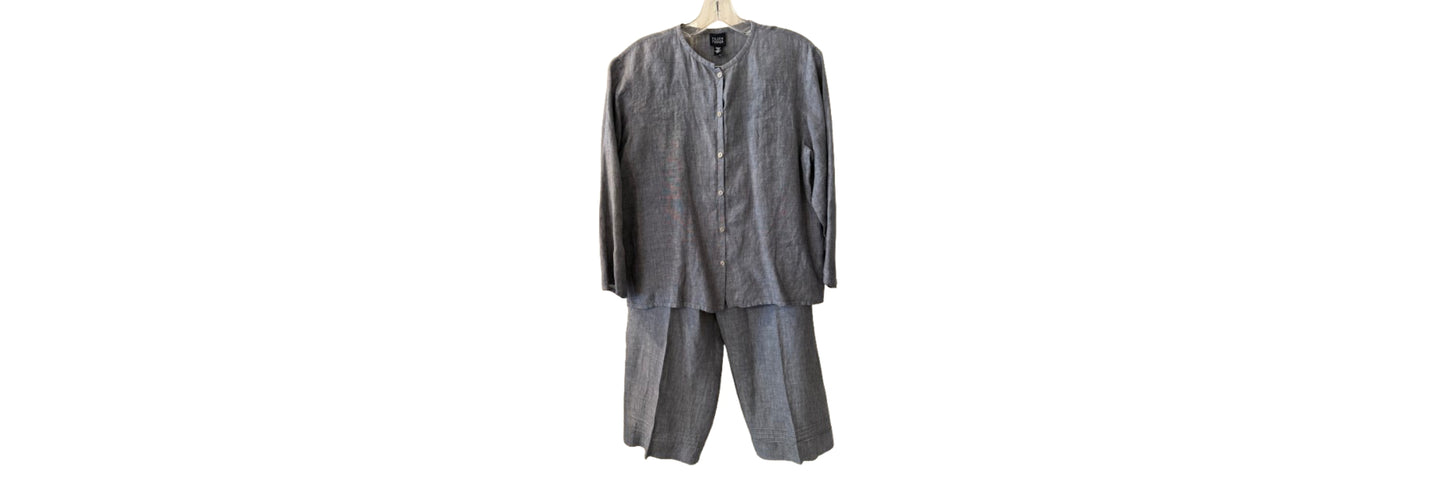 Eileen Fisher Irish Linen Button Top & Pants Set - SM | Preowned