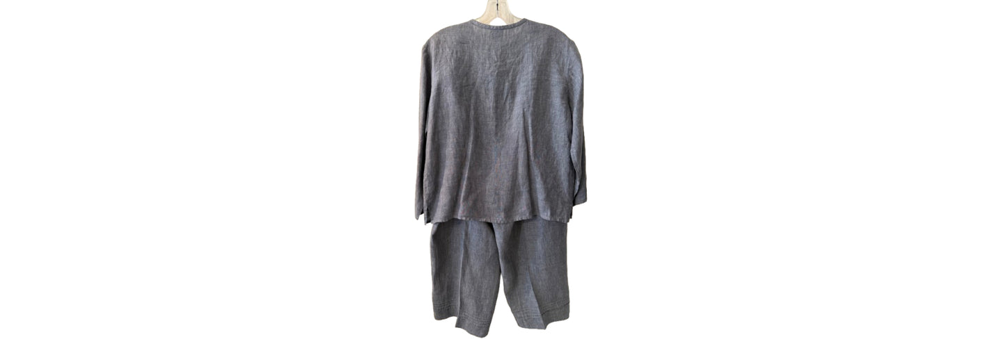 Eileen Fisher Irish Linen Button Top & Pants Set - SM | Preowned