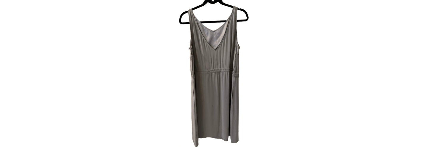 Eileen Fisher Gray Silk Georgette Crepe Dress - PL | Preowned