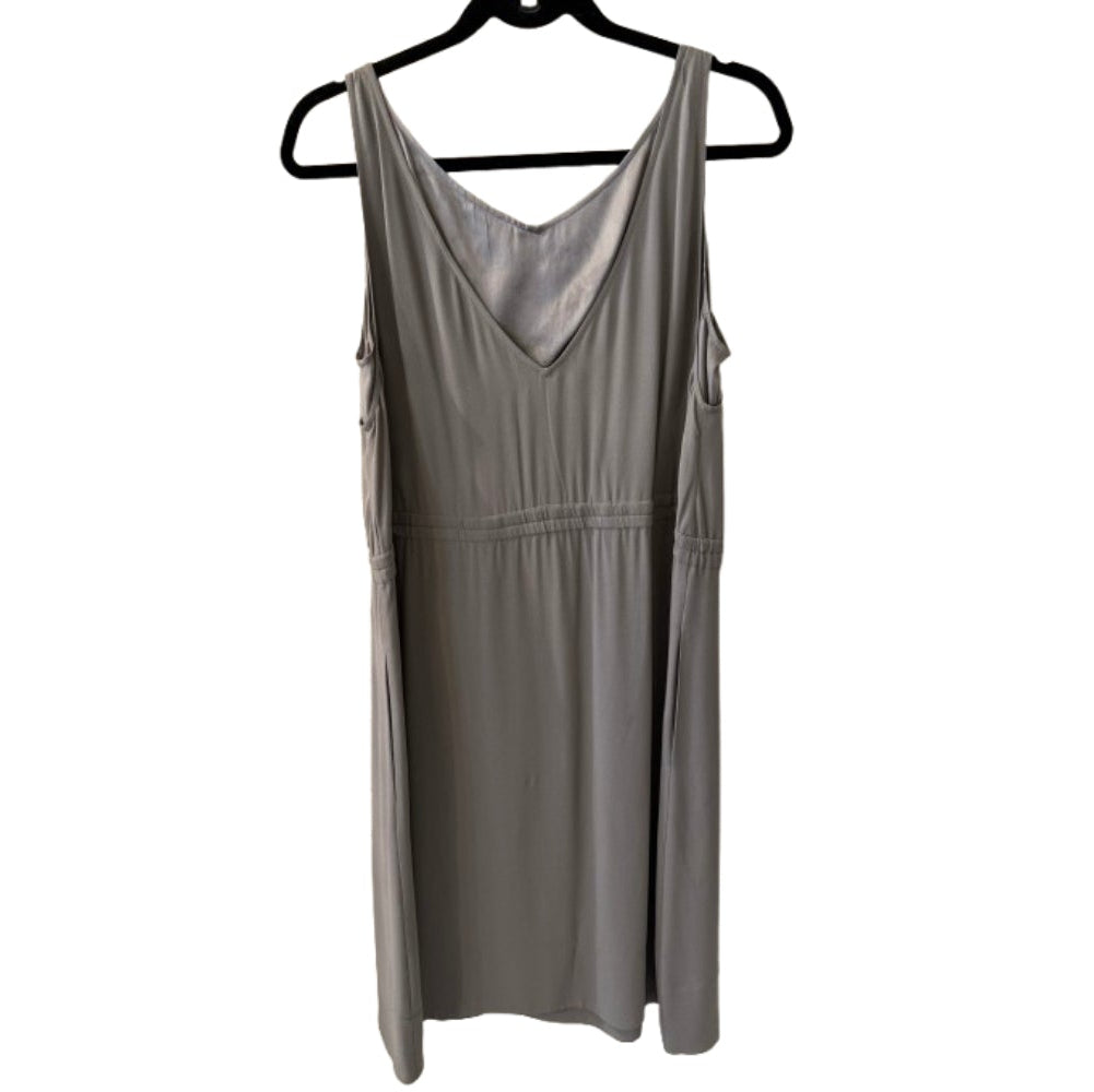 Eileen Fisher Gray Silk Georgette Crepe Dress - PL | Preowned