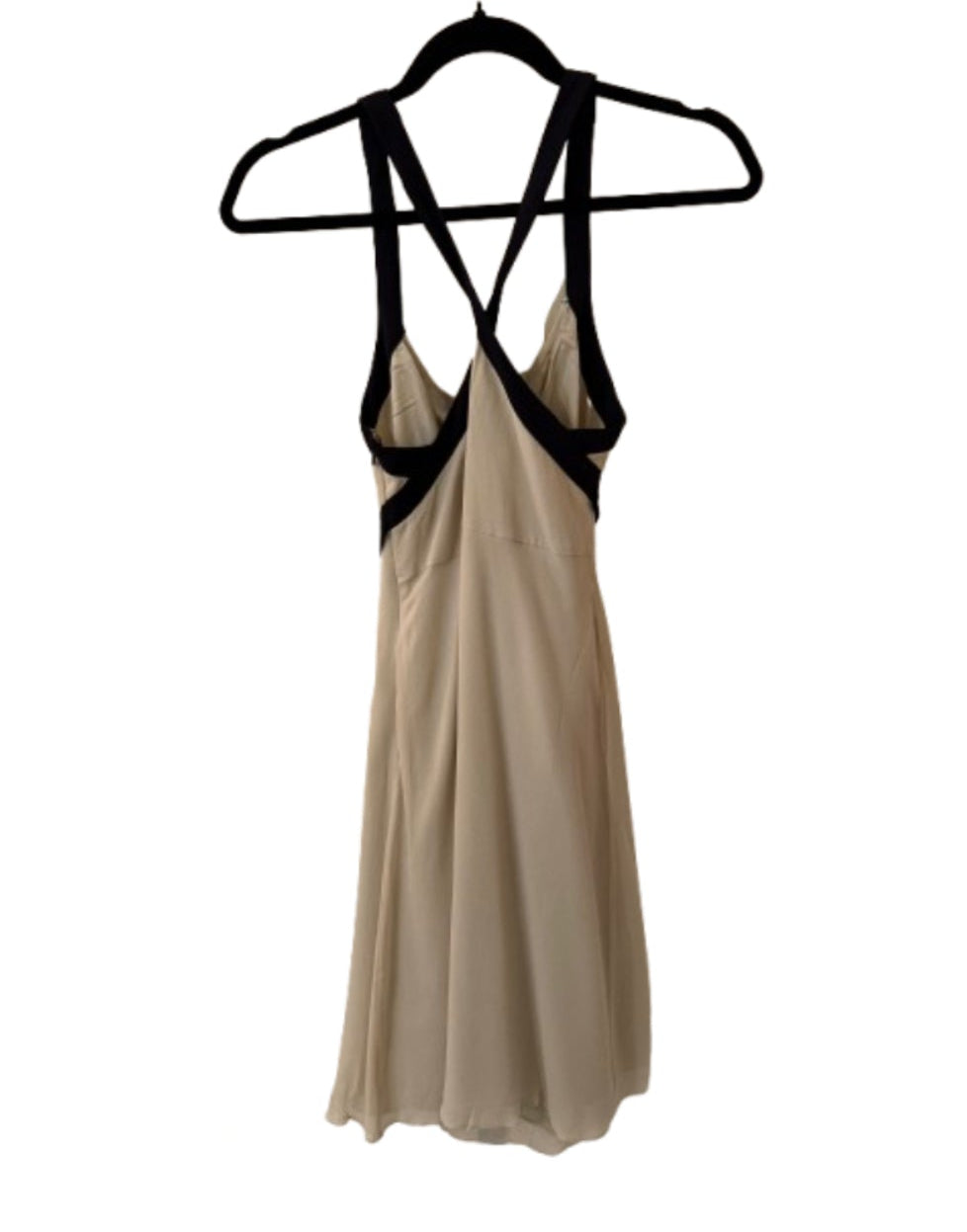 Quillaree Dress Cream Ruffle with Black Straps - SZ 2 | Preowned