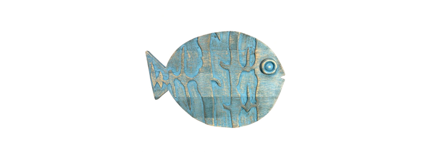 Wooden Fish Blue Wall Art | Preowned