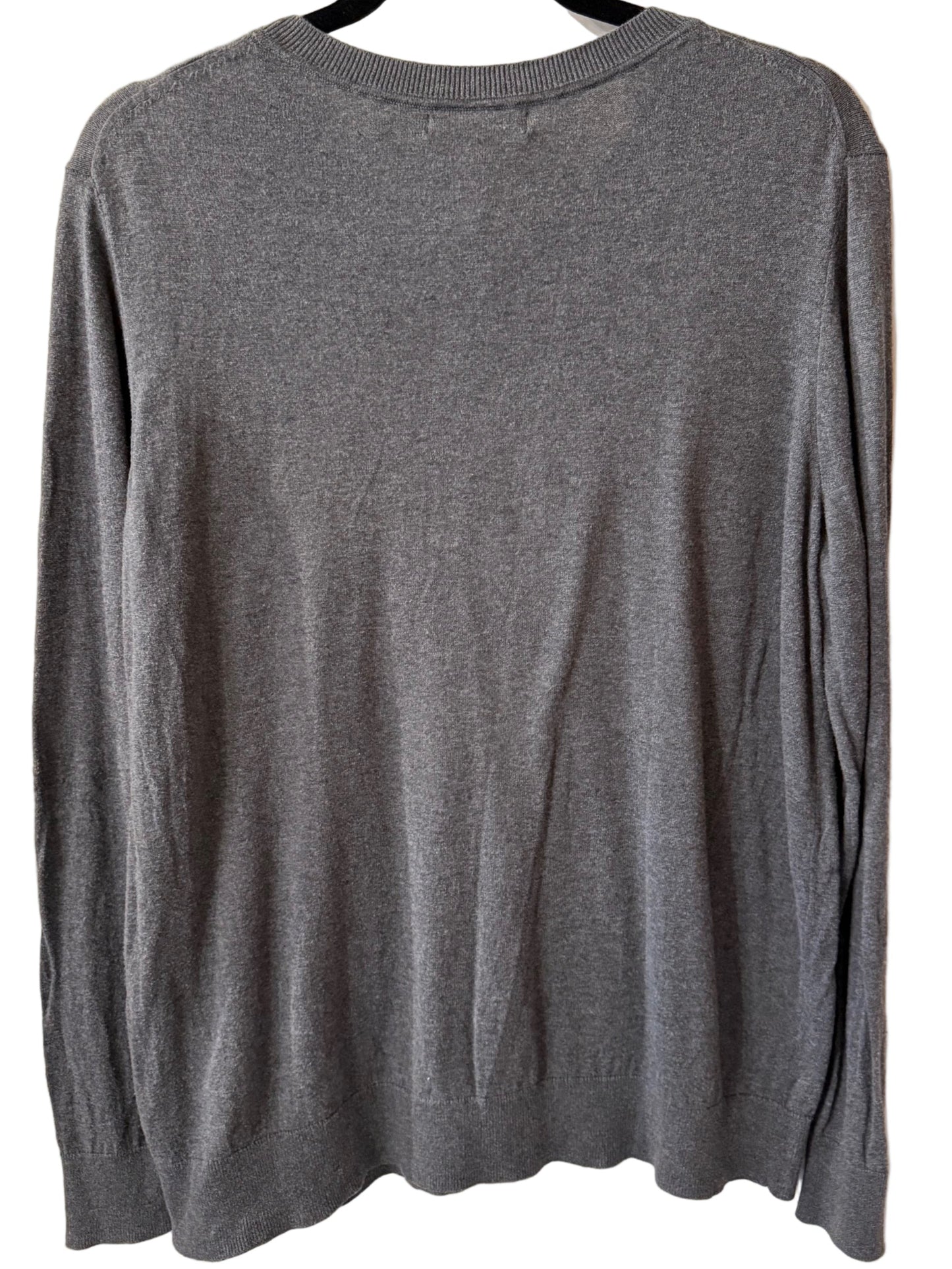 Banana Republic Sweater Gray with Pink Striped Heart - XL | Preowned