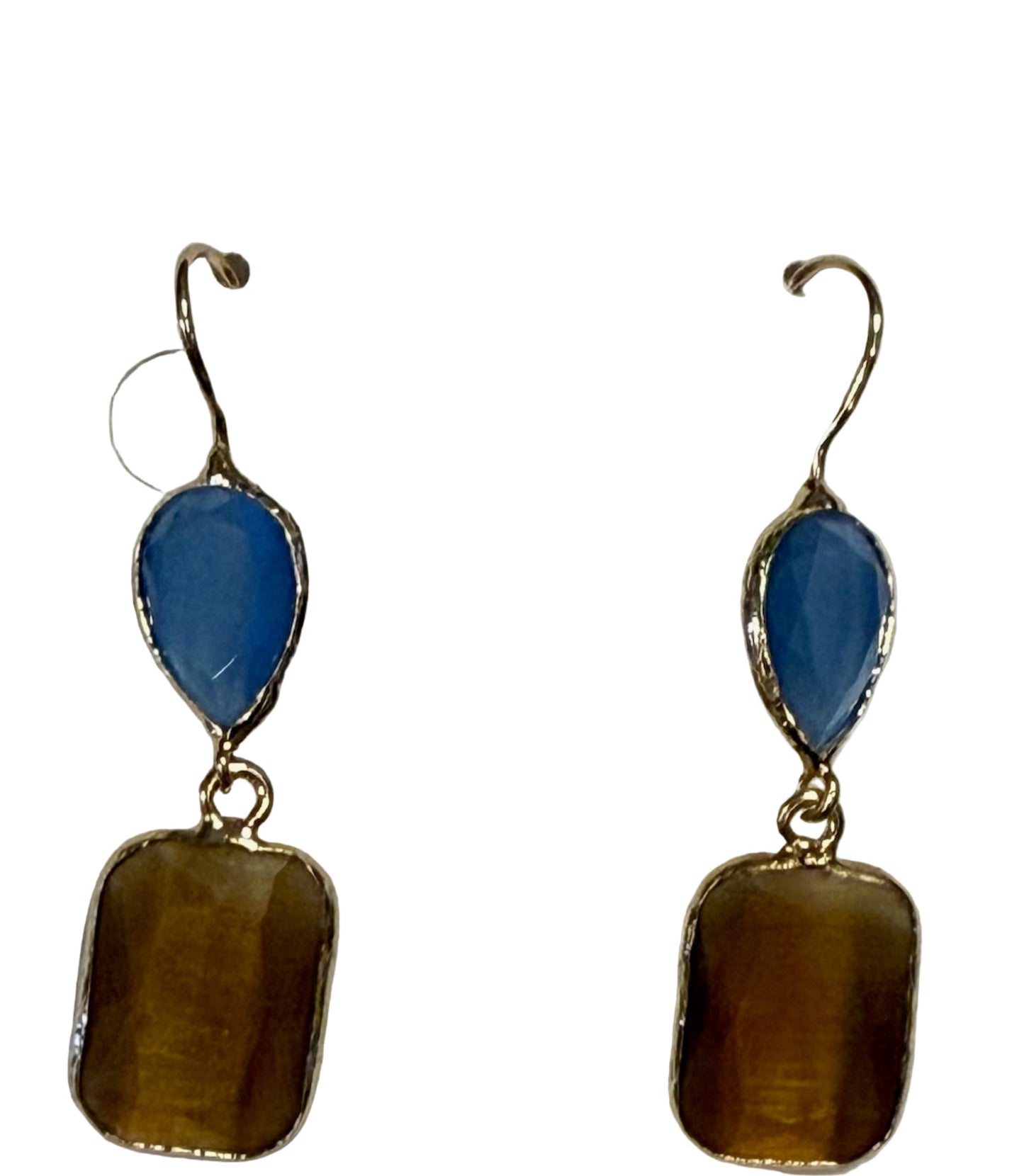 Gold Earrings Double Drop Teardrop & Rectangle Asst