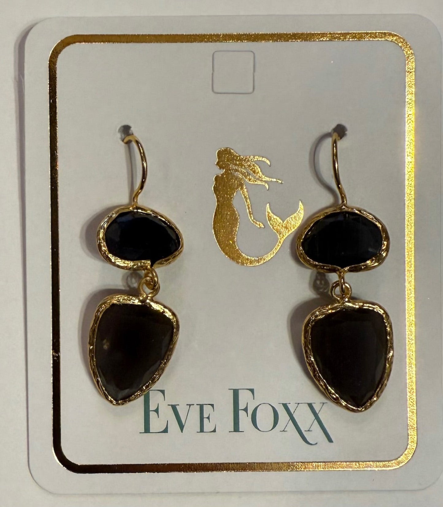 Gold Earrings Double Drop Shield Asst