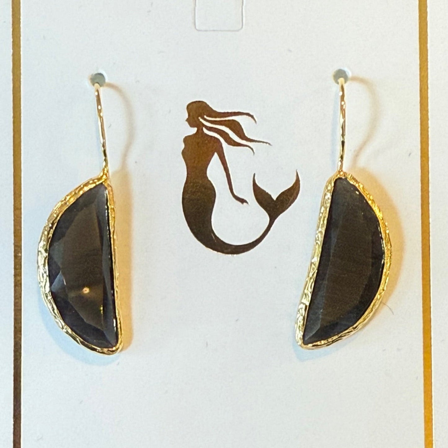 Gold Earrings Half Moon Drop