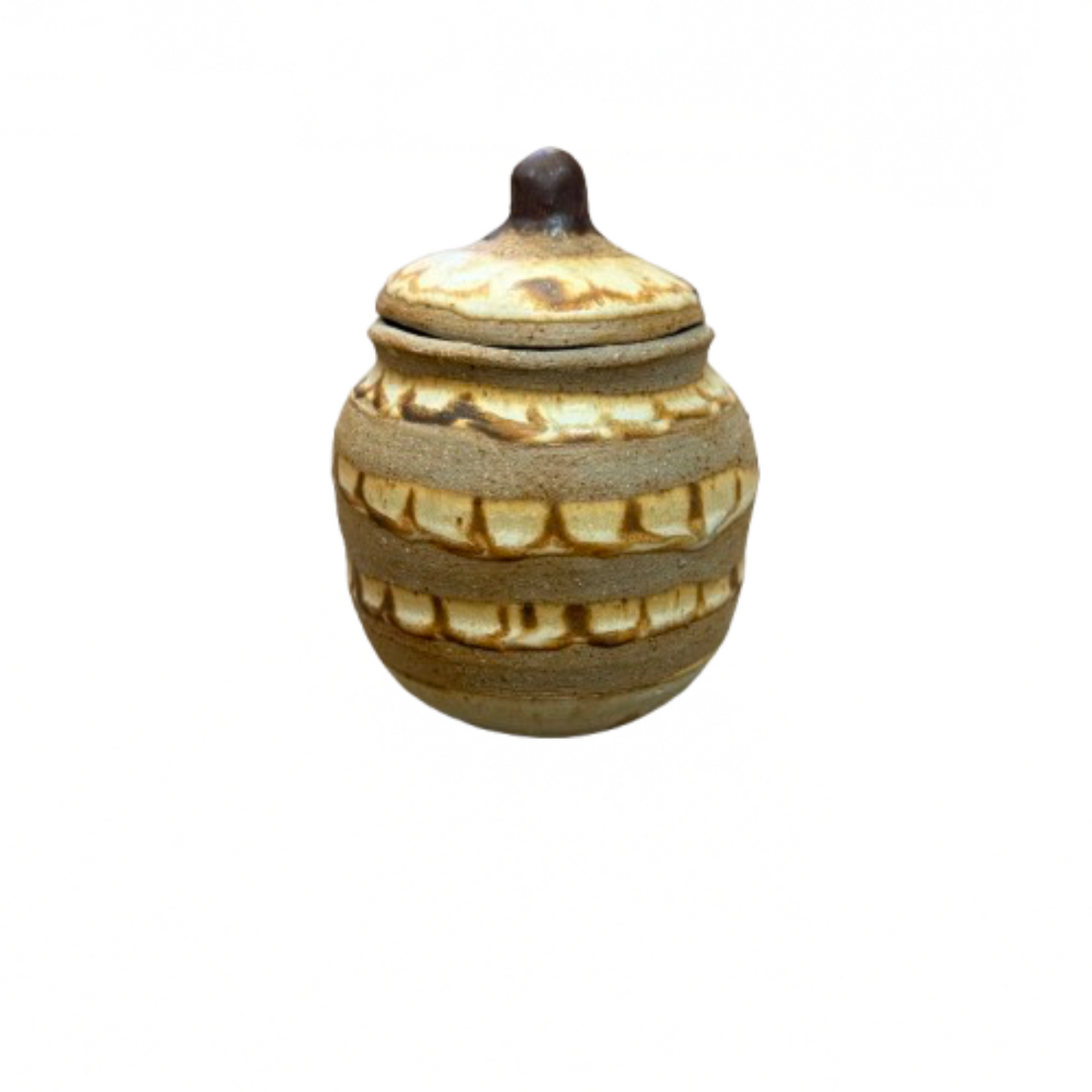 Artisan Handcrafted Pottery Jar Honeycomb Design