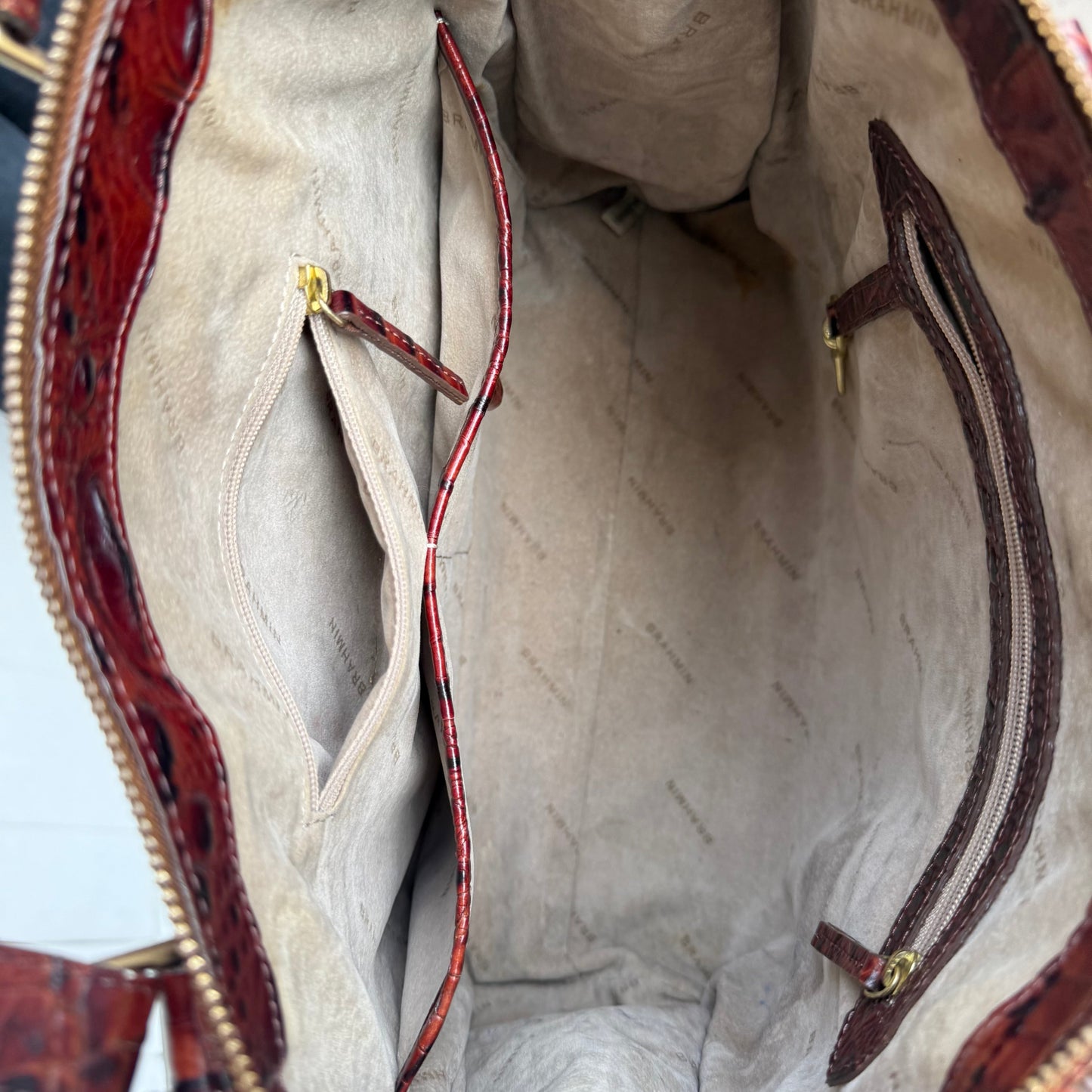 Brahmin Anywhere Embossed Leather Tote - Pecan Melbourne| Preowned