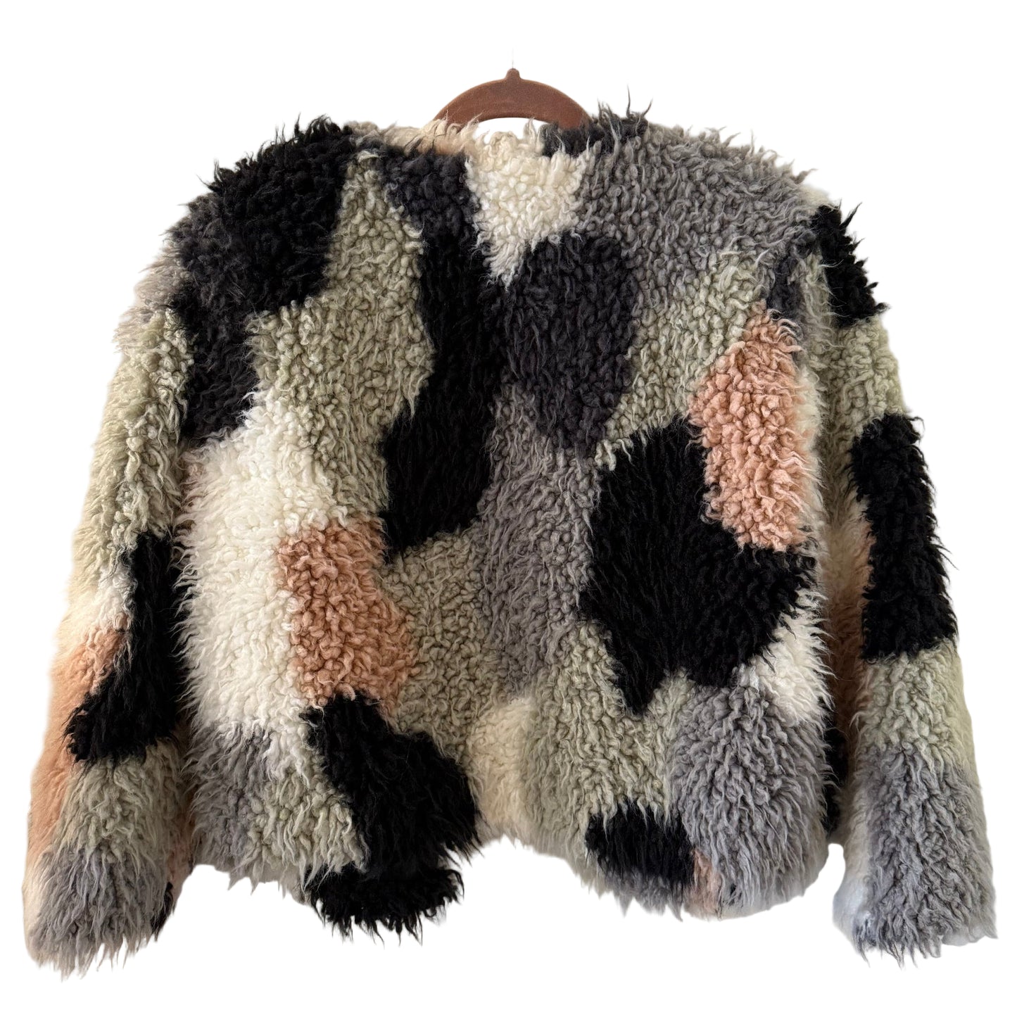 1 State Multi Color Faux Fur Jacket Size Large | Preowned