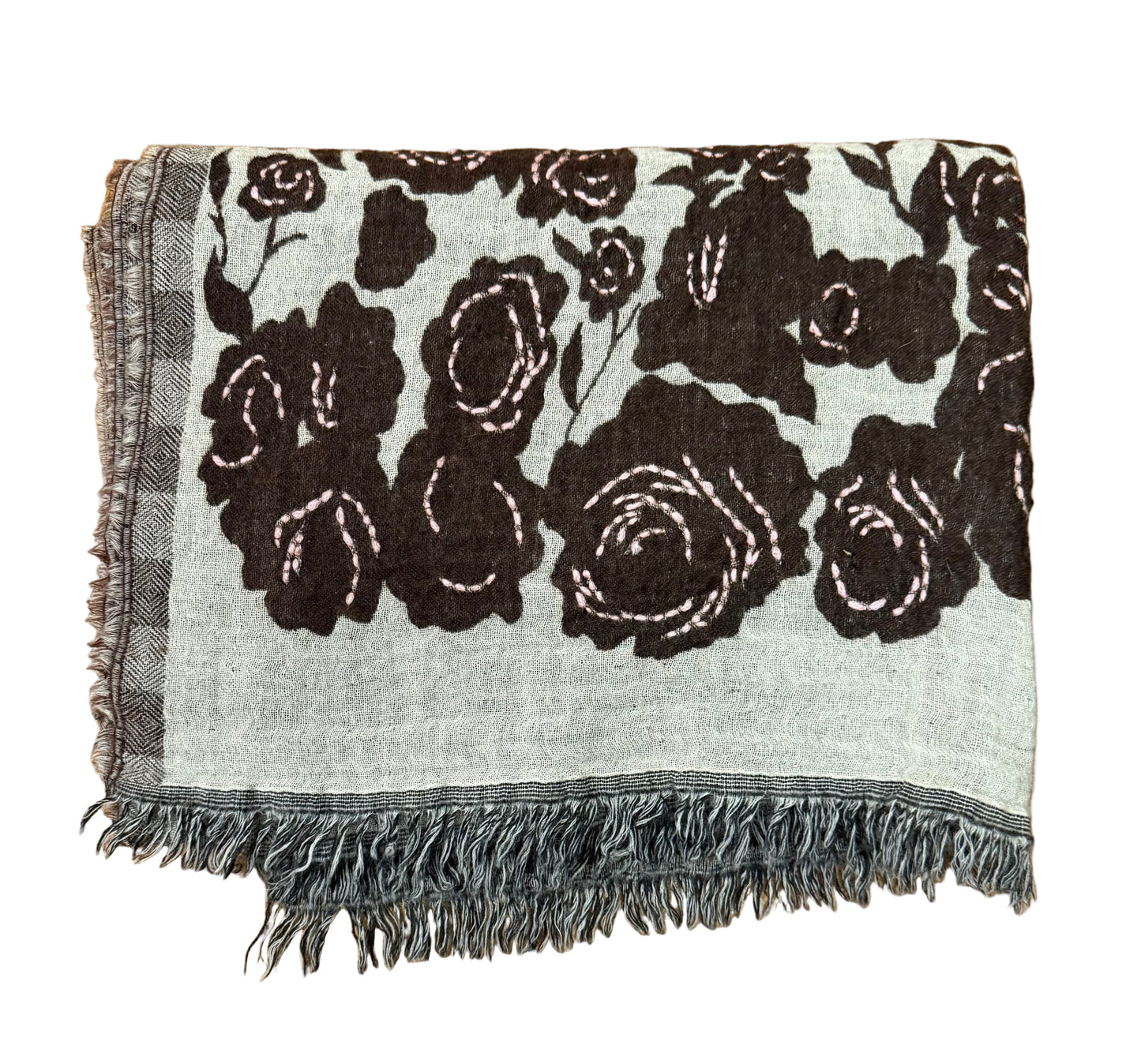 Wool Scarf Brown and Pink | Preowned