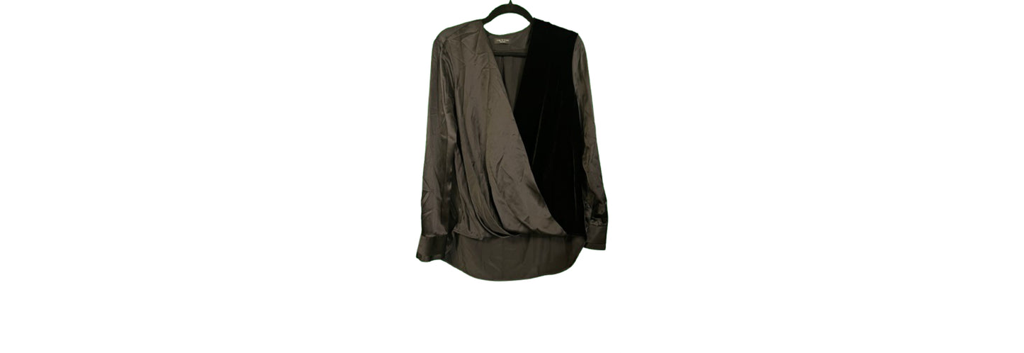 Rag & Bone Victor Silk and Velvet Wrap Blouse - Medium
