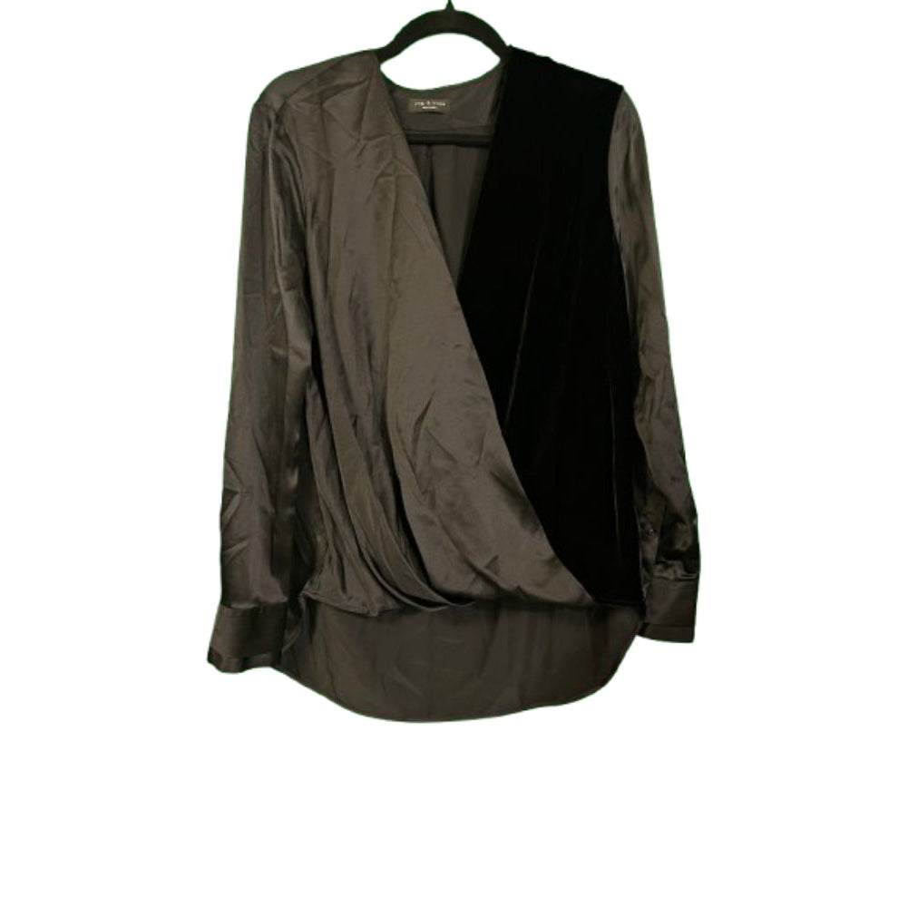 Rag & Bone Victor Silk and Velvet Wrap Blouse Medium | Preowned