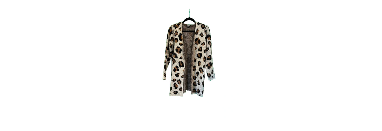 Market & Spruce Black White Floral Open Front Sweater - Small