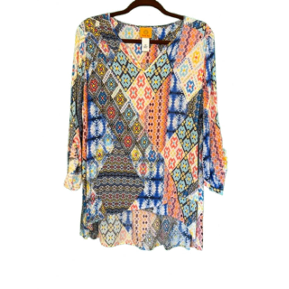 Ruby Red Aztec Print Blouse - size 12