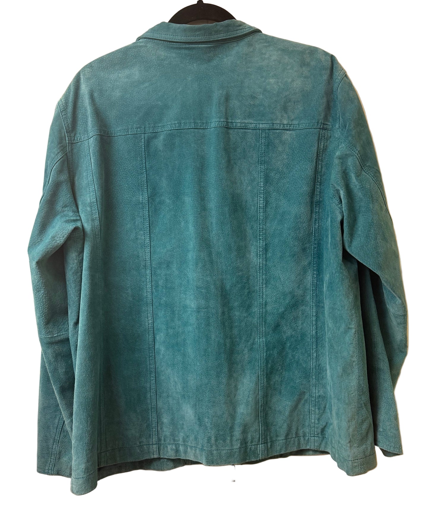 Chico's Suede Teal Leather Zip-Up Jacket SZ3 | Preowned