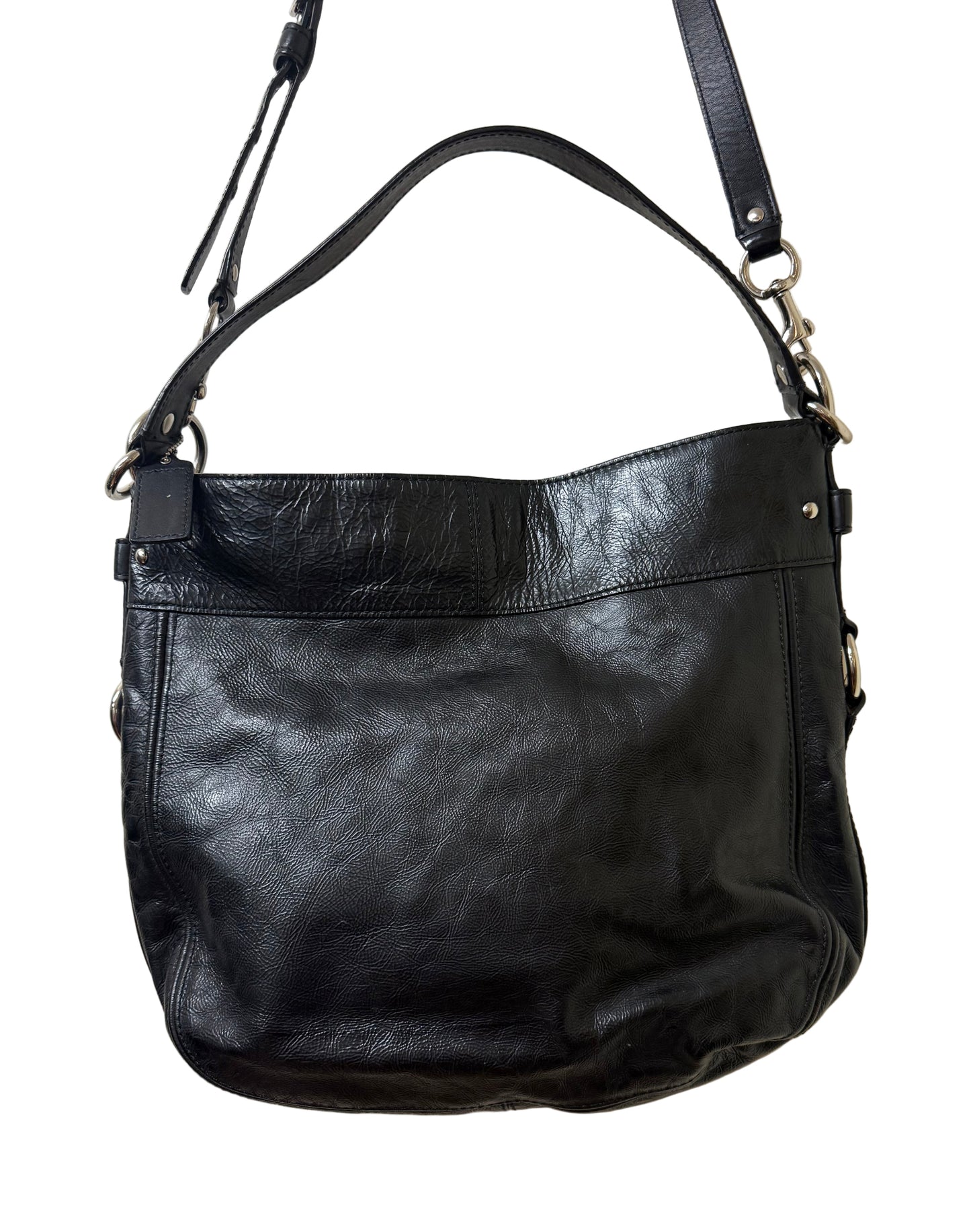 Coach Zoe Vintage Hobo Black Leather Handbag| Preowned