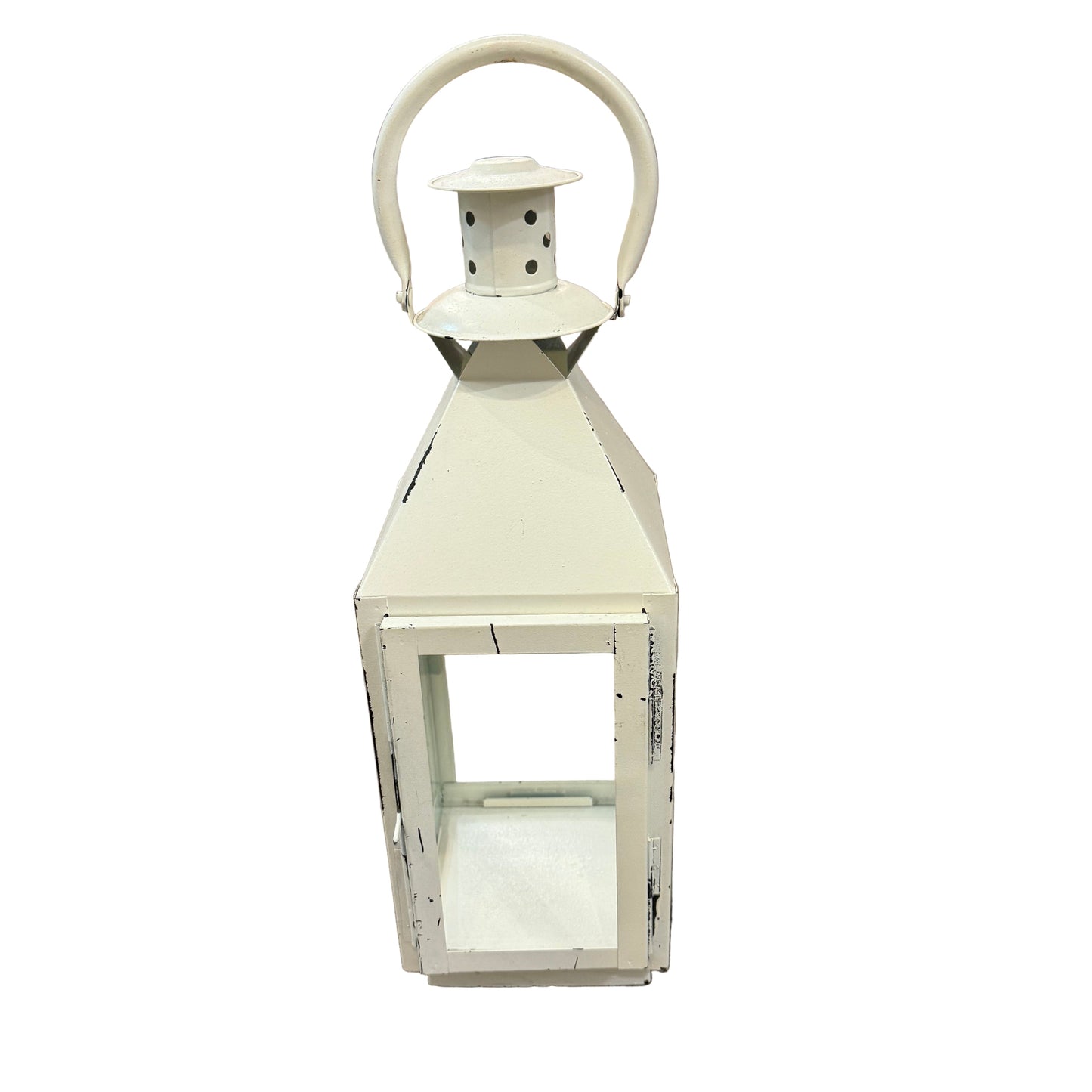 Decorative Distressed White Lantern | Preowned